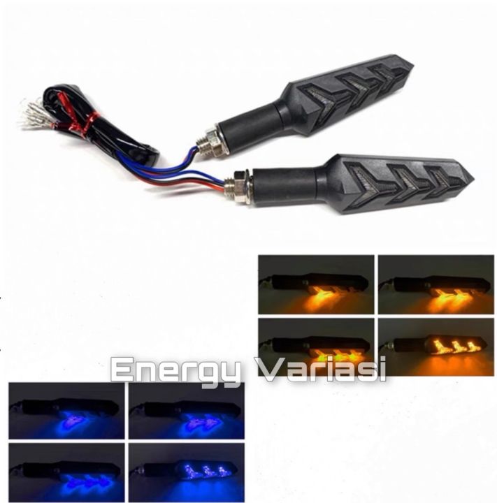 Lampu Sen Led Running Sein 2 Warna Senja Biru Sein Kuning Model Panah