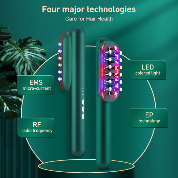 Rf Hair Growth Comb Ems Micro Current Electric Massage Comb Led Light