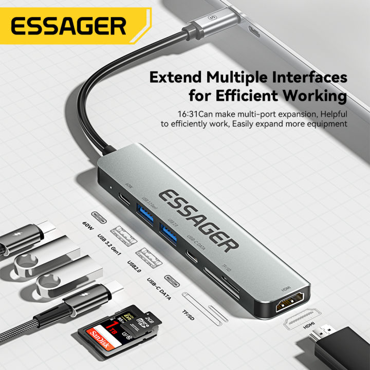 Essager USB C HUB Type C To HDMI Compatible USB 3 0 Adapter 11 In 1Type