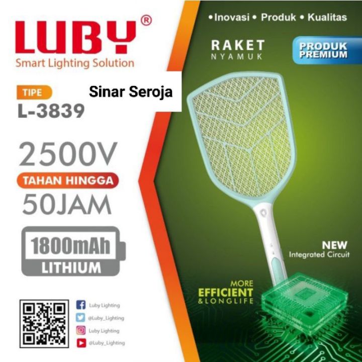 Luby Raket Nyamuk Electric L 3839 1 Senter LED Rechargeable Cable