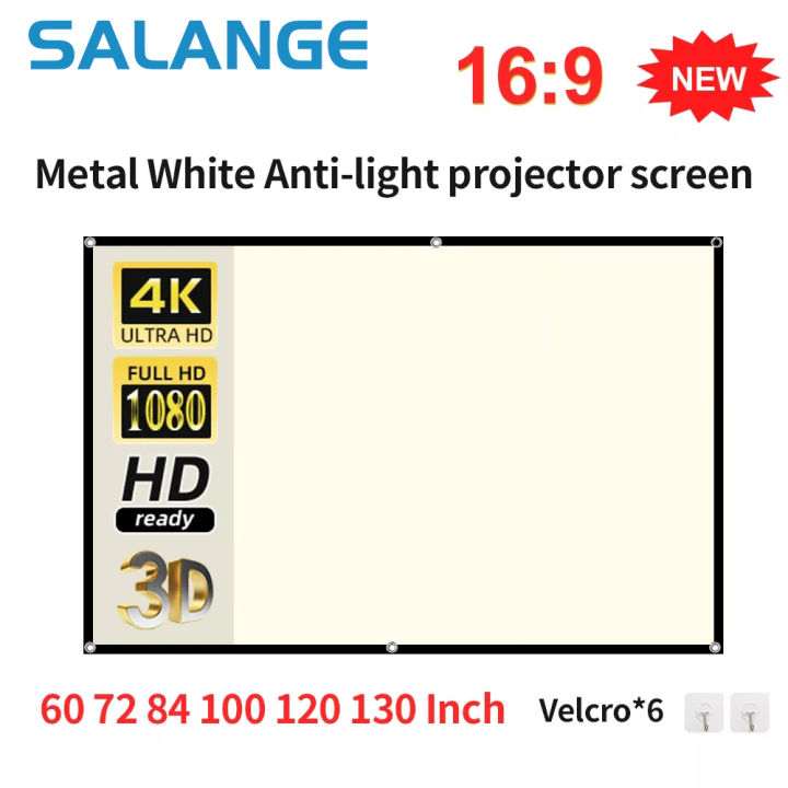 Salange Projector Screen White Grid Anti Light 16 9 Portable Reflective