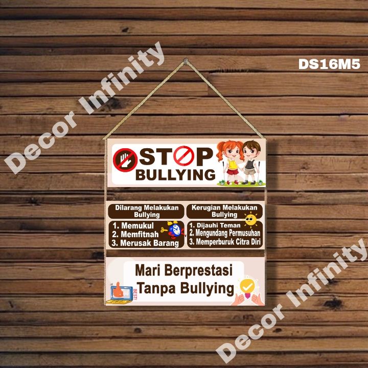 Hiasan Dinding STOP BULLYING 3 Susun 30x30 Cm Gantungan Dinding Edukasi