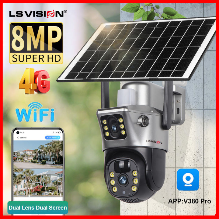 Ls Vision V Pro K Mp Ptz Ip Surveillance Wifi Solar Cctv Camera