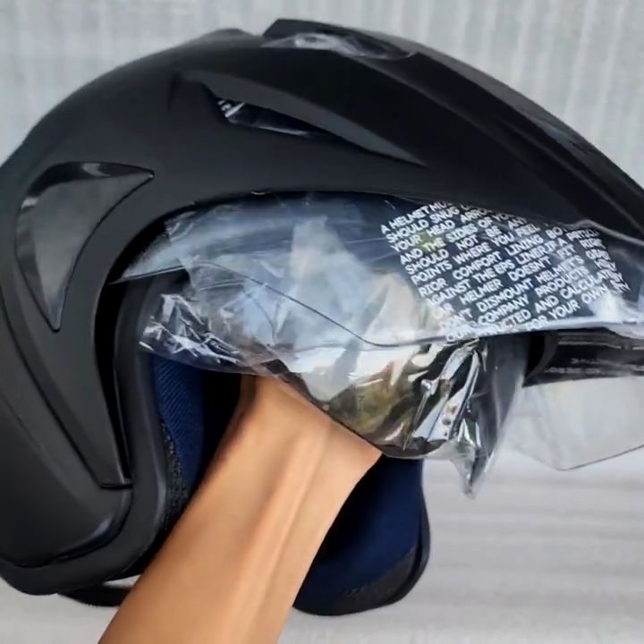 Helm Dewasa Pria Wanita Kaca Double Visor Jp Hitam Doff Packing Aman