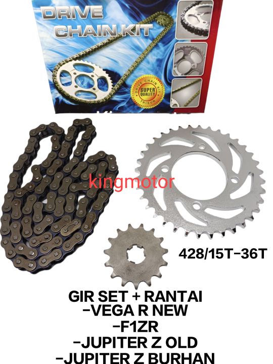 GEAR SET GIR PAKET DEPAN BELAKANG RANTAI VEGA R NEW JUPITER Z BURHAN