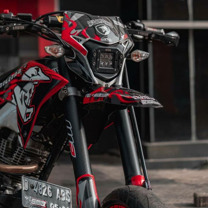 Decal Sticker Crf 150 L Ful Body Desain Merah Hitam Supermoto Lazada