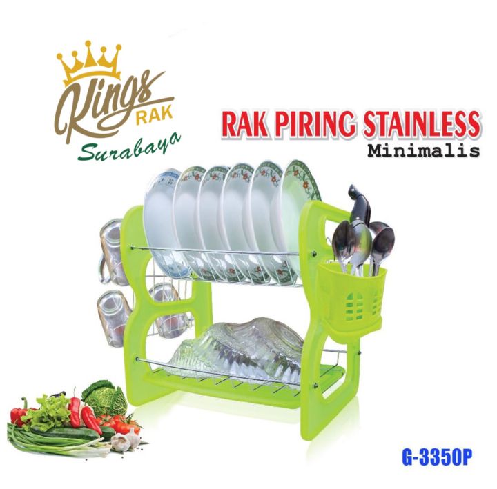 Rak Piring Susun Stainless Minimalis Dish Drainer Rak Piring