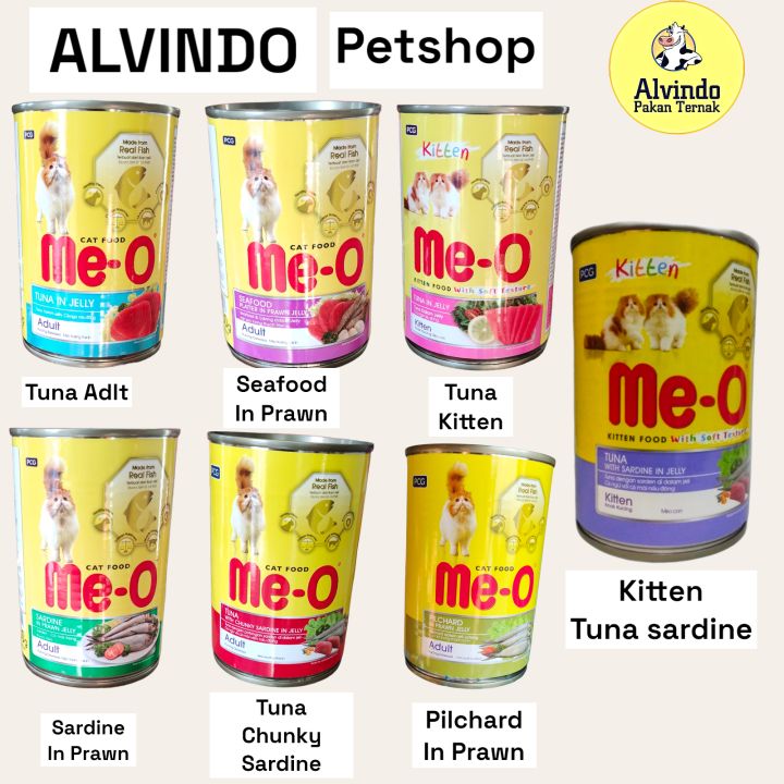 Makanan Kucing Basah MEO KALENG 400gr Seafood Sardine Tuna Adult Tuna