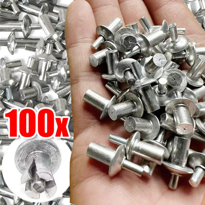 10 100pcs Hammer Drive Expansion Aluminum Nail Head Piercing Rivets