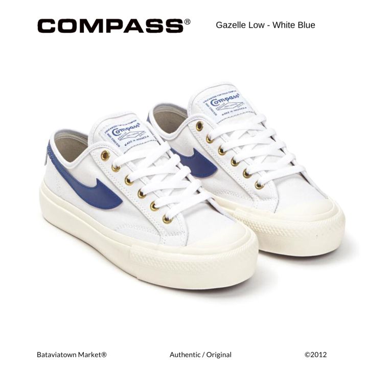 Sepatu Compass Gazelle Low White Blue Sepatu Sneaker Casual Lazada