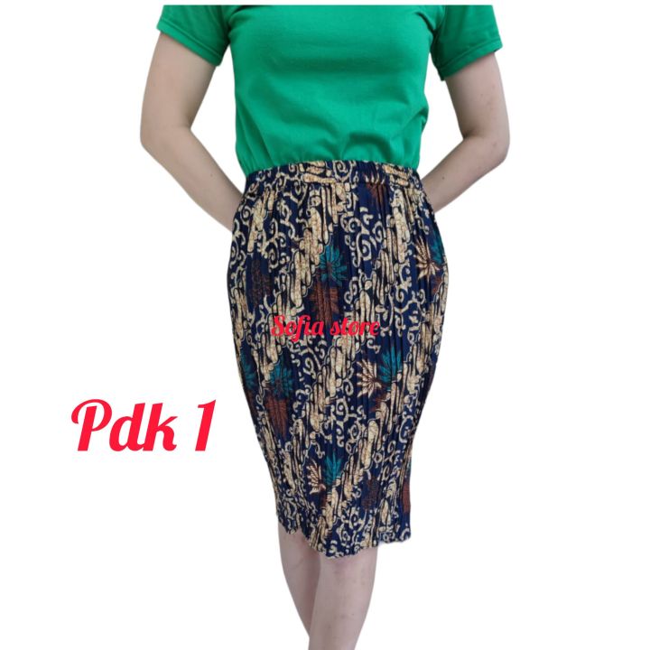 Rok Plisket Pendek Motif Batik Bawahan Kebaya Encim Kutubaru Modern