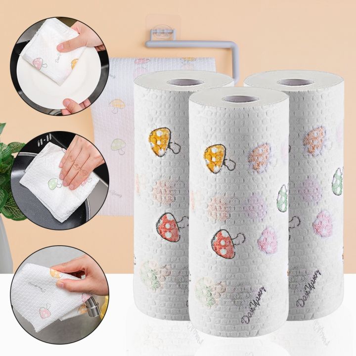 50Pcs Roll Disposable Clean Lazy Rag Anti Oil Kitchen Paper Washable