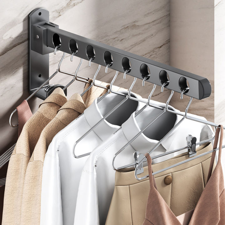 Wall Mounted Clothes Hanger Rack Foldable Laundry Hanging Rack Space