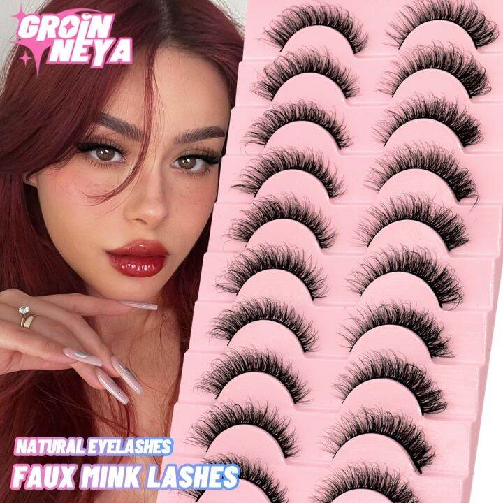 GROINNEYA 10 Pairs Eyelashes Natural False Lashes 3D Manga Lashes Y2K