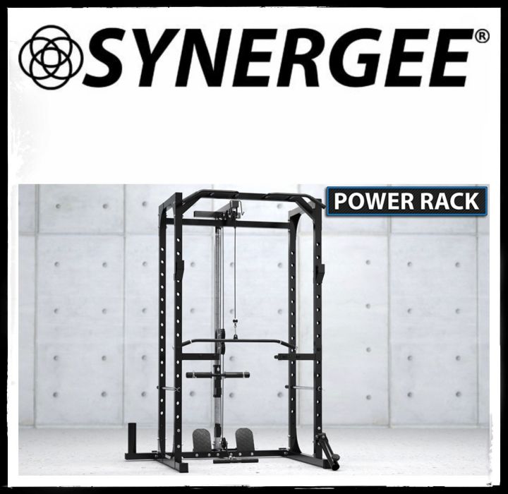 Synergee Power Rack Cage With Pully System J Cups Safety Arms Pull