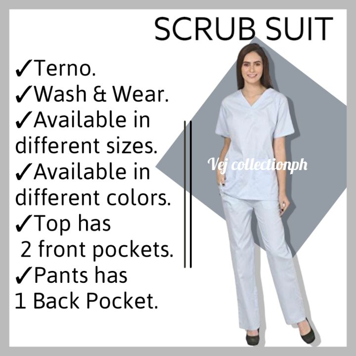 VEJ COLLECTIONPH WHITE SCRUB SUIT TERNO NURSE UNIFORM MEDICAL UNIFORM