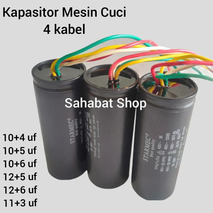 KAPASITOR MESIN CUCI 2 TABUNG DOUBLE 4KABEL UNIVERSAL SEMUA MERK SANYO