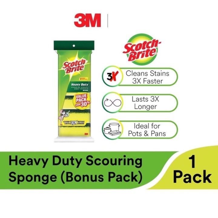 3M Scotch Brite Heavy Duty Scouring Sponge Bonus Pack 5 Pcs Pack Lazada