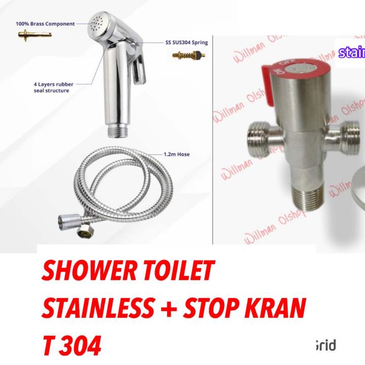 Paket Hemat Shower Toilet Stainless Stop Kran T Stainless 304 Shower