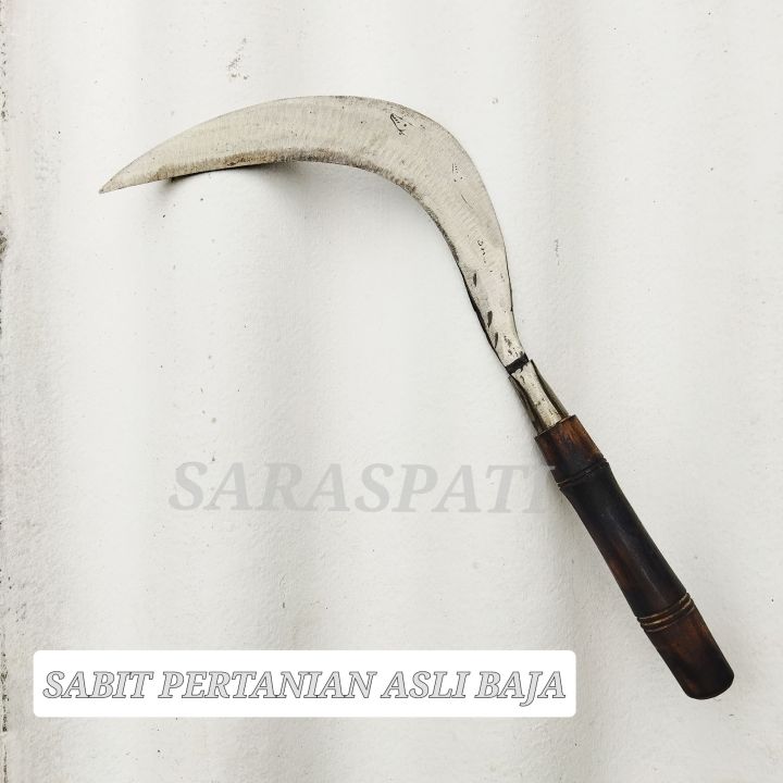 SABIT PERTANIAN GAGANG HITAM BAHAN ASLI BAJA ARET PEMOTONG RUMPUT