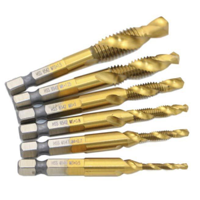 Mata Bor Pembuat Drat Ulir Drill Bit Countersink HSS M3 M10 6 PCS