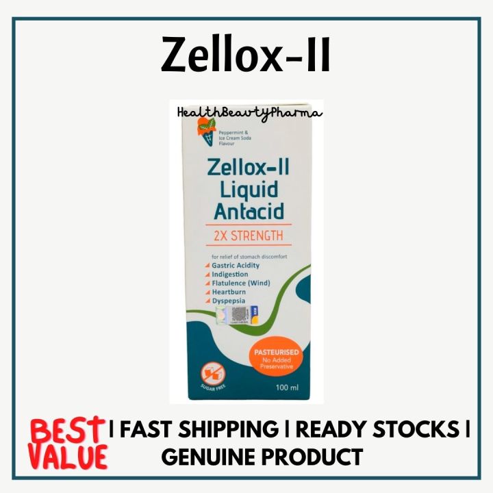 Zellox II Double Strength Liquid Antacid 100ml For Gastric Acidity