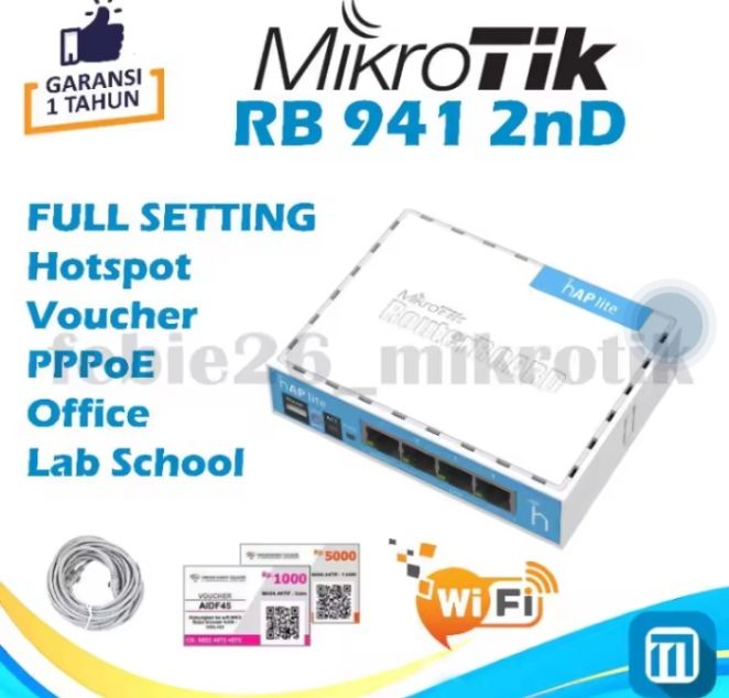 MikroTik RB941 2nD HAp Lite Full Setting Hotspot RT RW Net Lazada