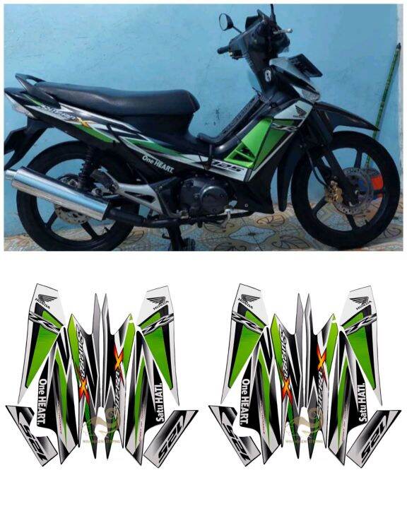 STRIPING STICKER LIS BODY MOTOR HONDA SUPRA X 125 R ONE HEART 2013