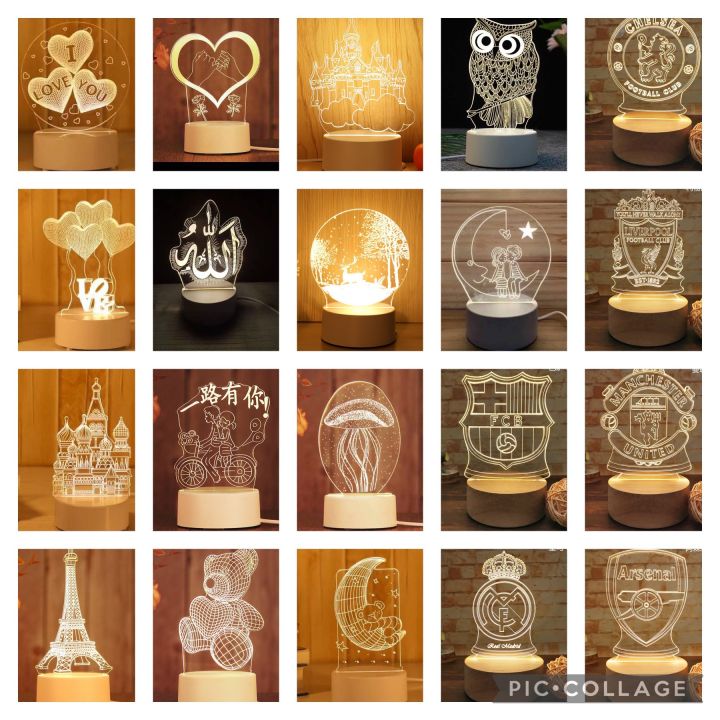 LAMPU HIAS 3D Lampu Tidur LED Acrylic Aklirik Motif Lucu Imut Souvenir