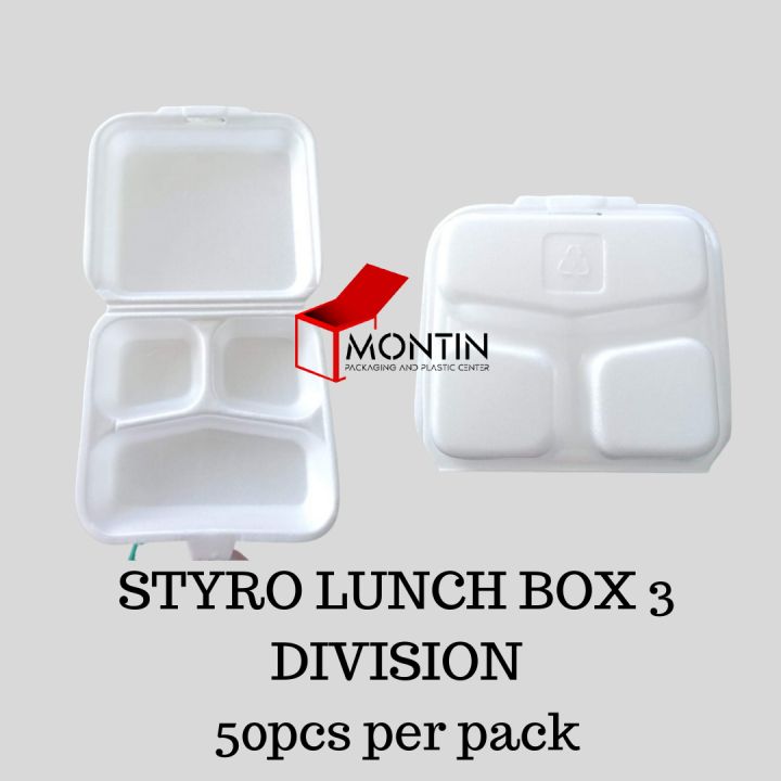 50pcs Styro Lunch Box 3 Division Lazada PH