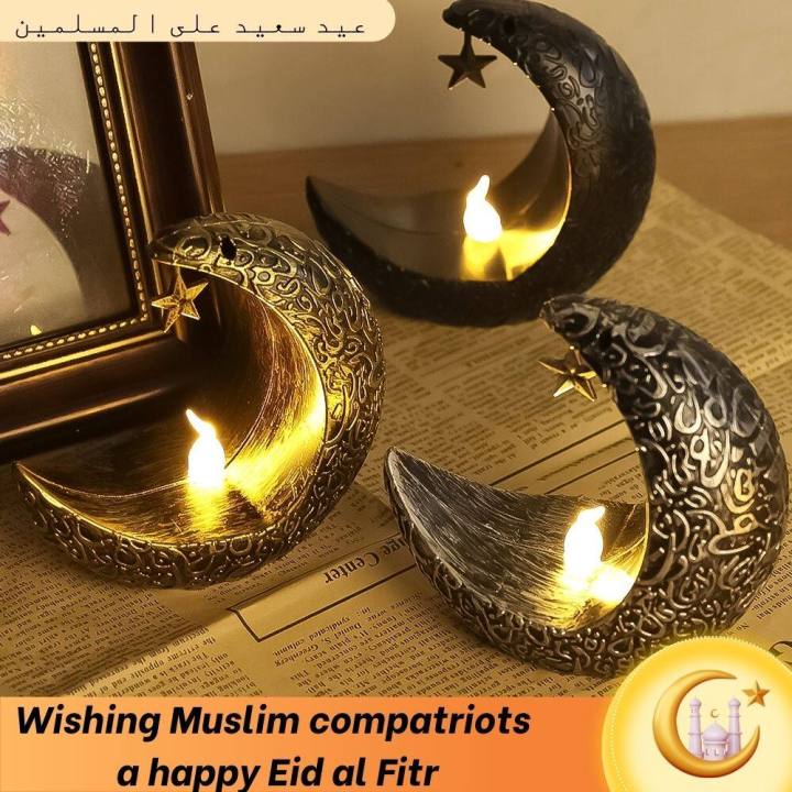 Eid Mubarak Moon Star Table Lamp Led Light Electronic Candlestick