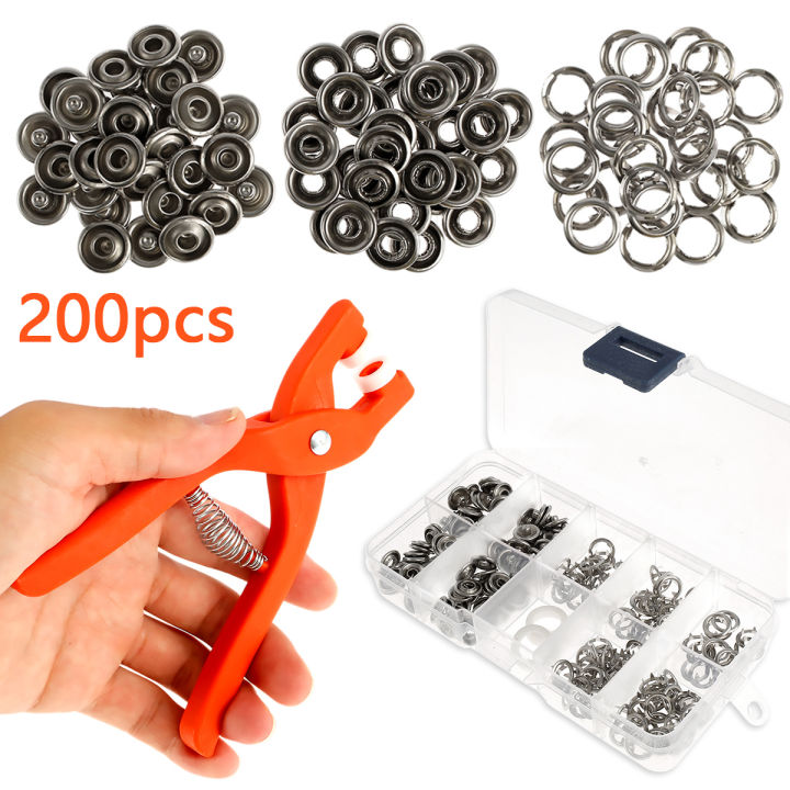 200Pcs Snap Button Plier Set Kit With Manual Pliers Ergonomic Metal