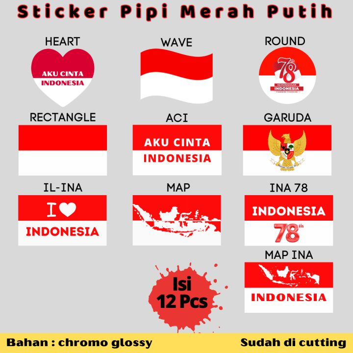 Sticker Pipi Bendera Merah Putih Isi 12 Sticker Lazada Indonesia