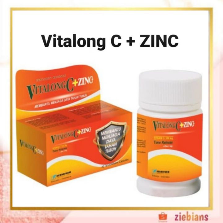 Vitalong C 500mg Plus Zinc Isi 30 Kapsul Vitamin C 500mg Untuk Daya