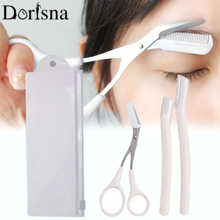 Dorisna Eyebrow Trimmer With Comb Stainless Steel Beginner Eyebrow Make