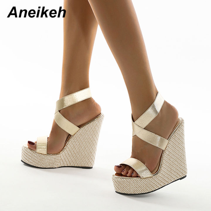 Aneikeh Gladiator Wedges Sandals Women Cover Heel Platform Fashion