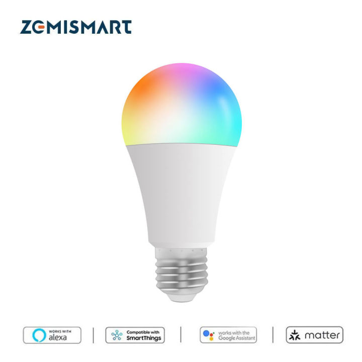 Zemismart Matter Wifi W Led Light Bulb E Rgbcw Dimmable Lamp Siri