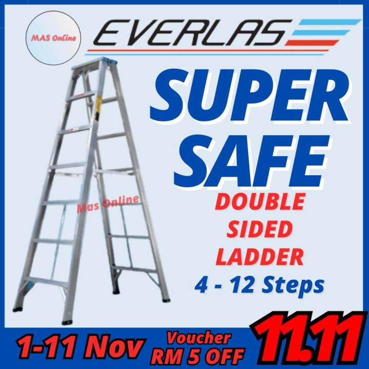 Original Ds Everlas Steps Heavy Duty Aluminium Double Sided Ladder