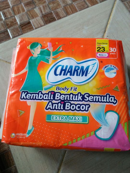 CHARM BODY FIT EXTRA MAXI Isi 30 Pads Daya Serap 23 Cm Anti Bocor