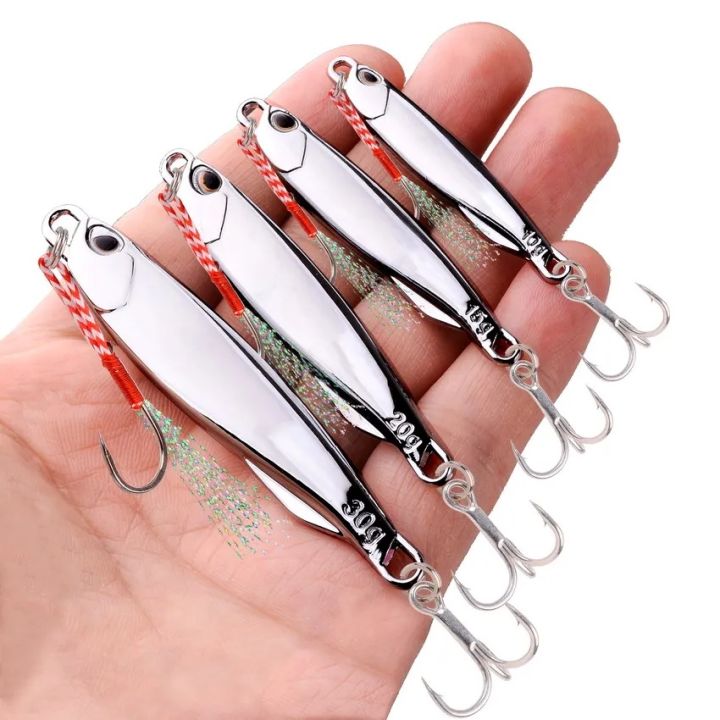 5pcs 10g 15g 20g 25g 30g Plating Silvery Metal Jig Lure Sea Fishing