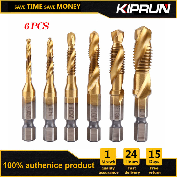 Kiprun Pcs Hex Shank Titanium Plated Hss Screw Thread Metric Tap Drill