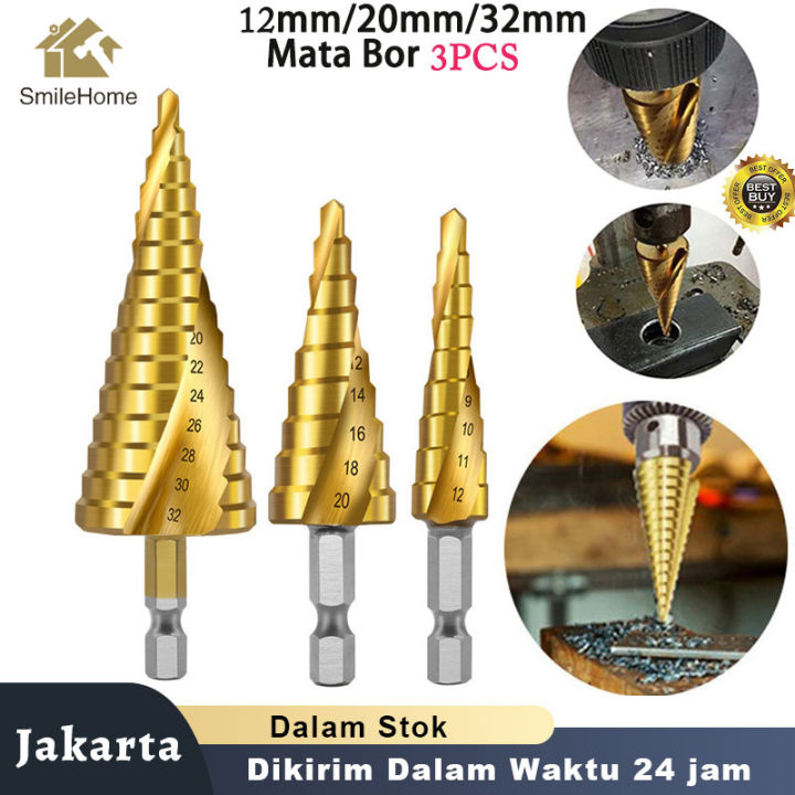 Mata Bor Pcs Step Drill Dril Mata Bor Pagoda Besi Kerucut Cone Drill