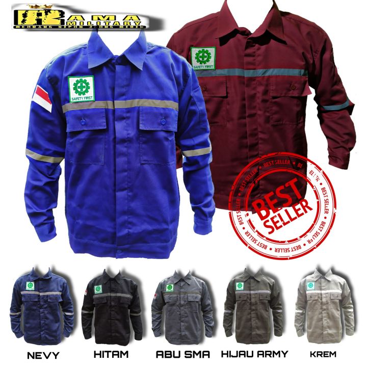 Wearpack Safety Proyek Baju Kerja Lapangan Kameja Atasan Murah