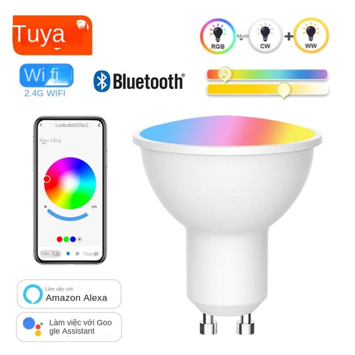 Tuya Smart Life GU10 WiFi Bluetooth Smart Bulbs 5W RGB CW LED Lamp 220V