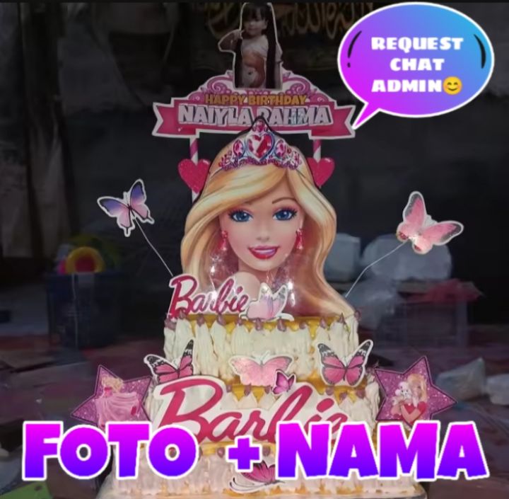 Topper Cake Barbie Custom Nama Lazada Indonesia