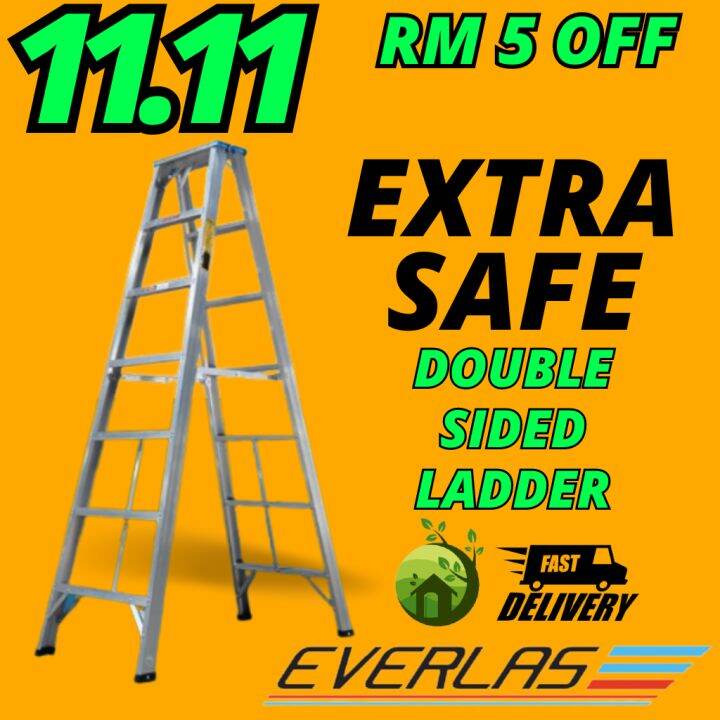 Everlas Aluminium Double Sided Ladder Aluminium Tangga Lipat Foldable