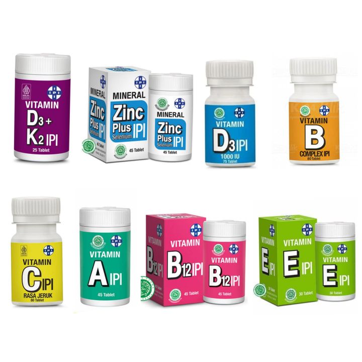 IPI Vitamin A B C D3 1000iu Zinc Plus D3 K2 B12 D3 K Suplement