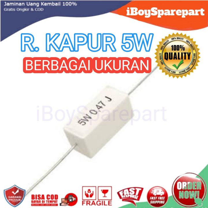 Resistor Kapur 5W Berbagai Ukuran 0 22r 0 47r 0 5r 10 Ohm Lazada