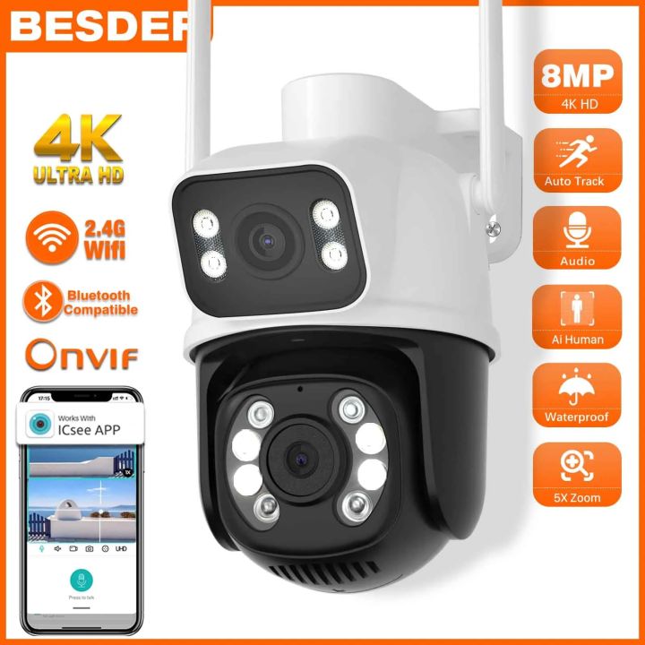 Besder Mp K Ip Camera Outdoor Wifi Ptz Dual Lens Dual Screen Wifi