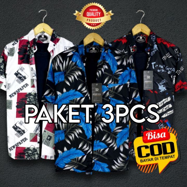 Paket Kemeja Motif Pantai Hem Motif Lengan Pendek Terbaru Lazada